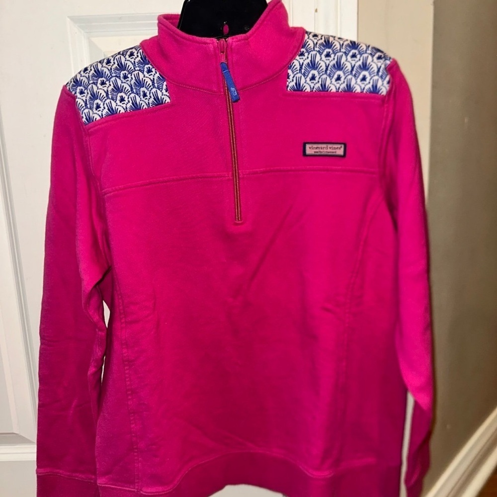 Vineyard Vines Pink Quarter-Zip Top size large - Picture 3 of 9